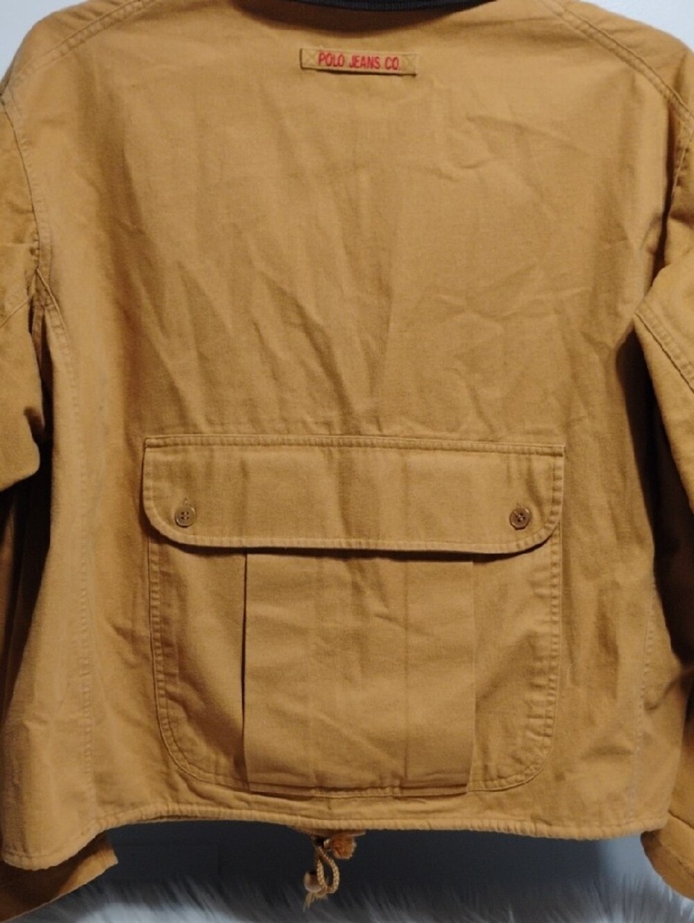 (C-63) SALE! Polo by Ralph Lauren Cropped Utility Jacket W Corduroy Collar - Picture 6 of 7
